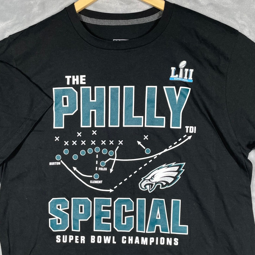 Philadelphia Eagles Philly Special Super Bowl LII Champions Black T-Shirt Mens